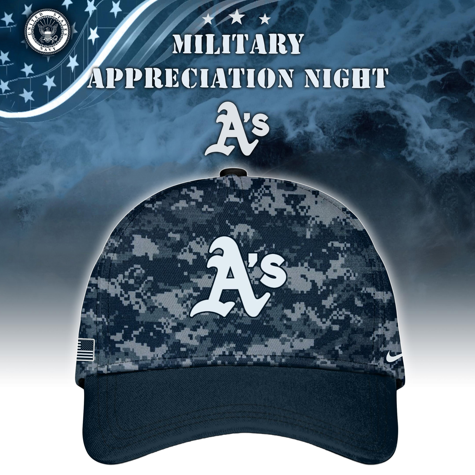 Athletics MLB x Navy Military Appreciation Night Hat Gifts For Baseball Lovers