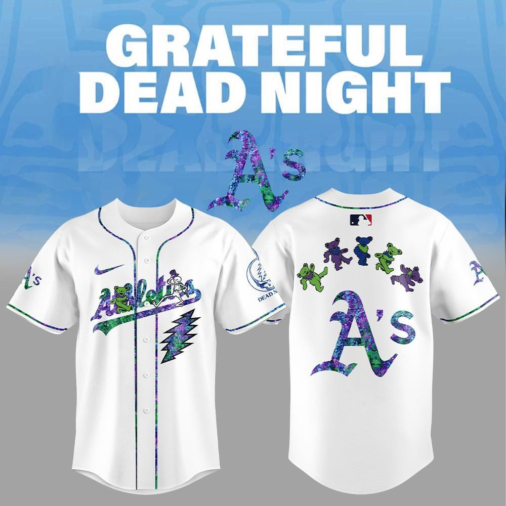 Athletics x Grateful Dead Night Baseball Jersey Shirt Gifts For Baseball Lovers