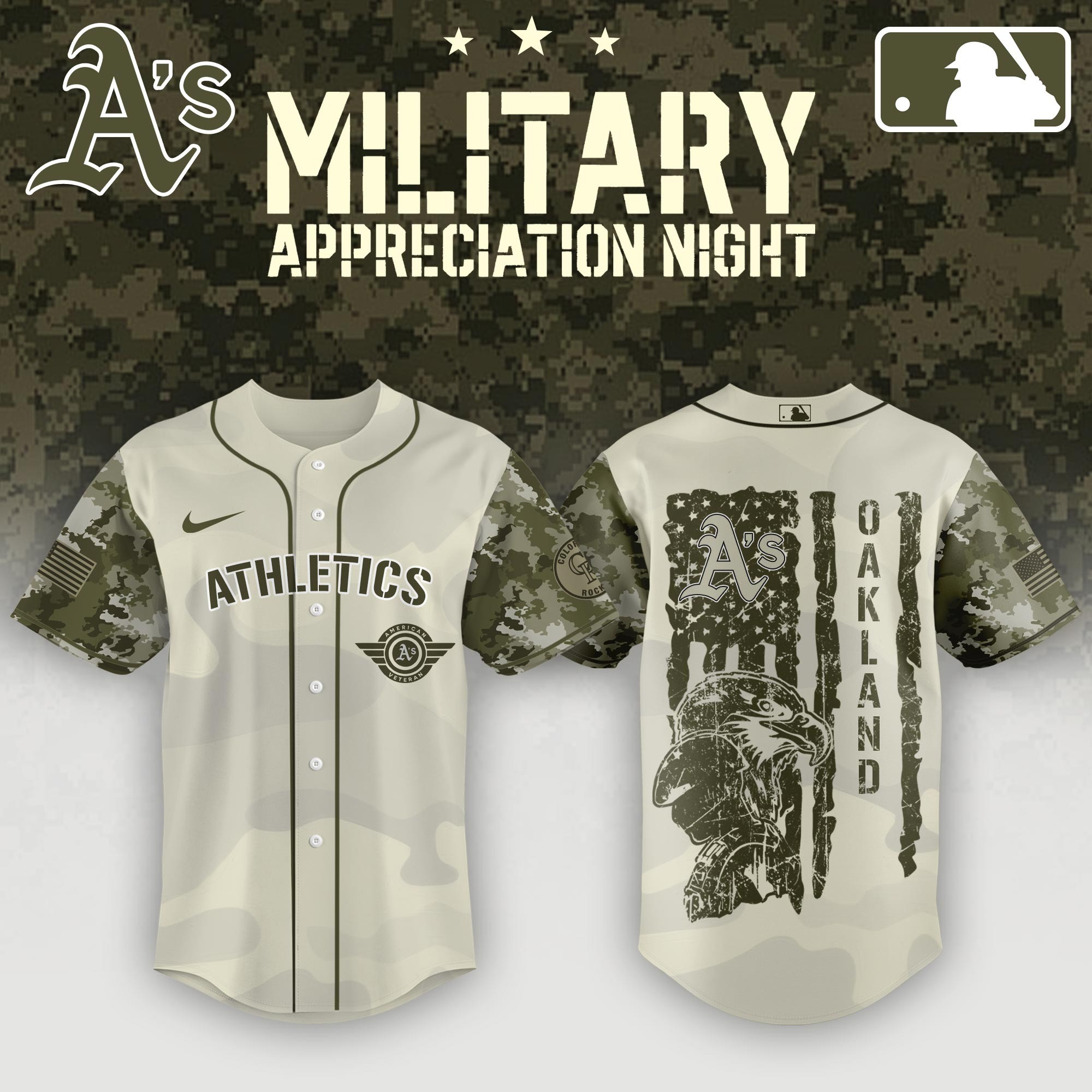 Athletics x MLB 2025 Armed Forces Day Night Jersey Unique Gifts For Baseball Fans