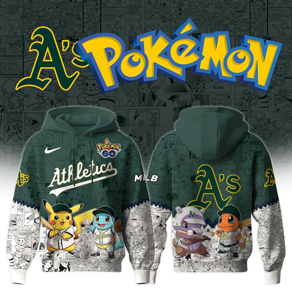 Athletics X Pokemon Go Hoodie MLB Merch Best Gifts For Baseball Lovers Fans For Him Her