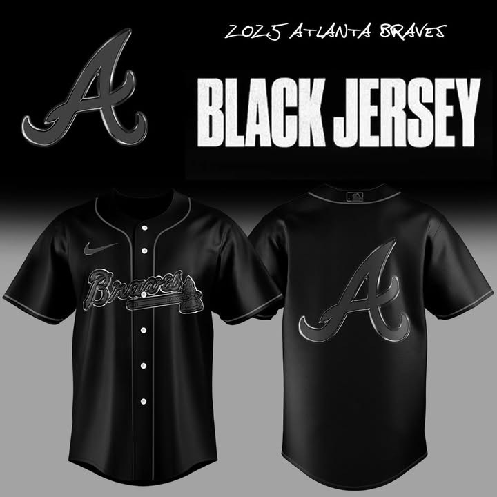 Atlanta Braves Back In Black Jersey 2025 MLB Merch Baseball Gifts For Braves Fans For Him