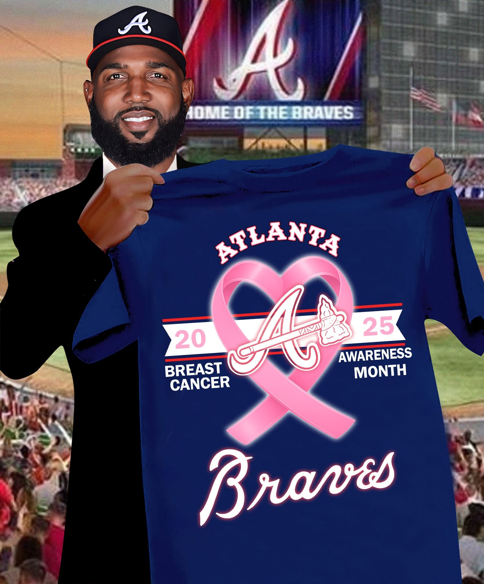 Atlanta Braves Breast Cancer Awareness 2025 T-Shirt Fan Gifts That Support Breast Cancer