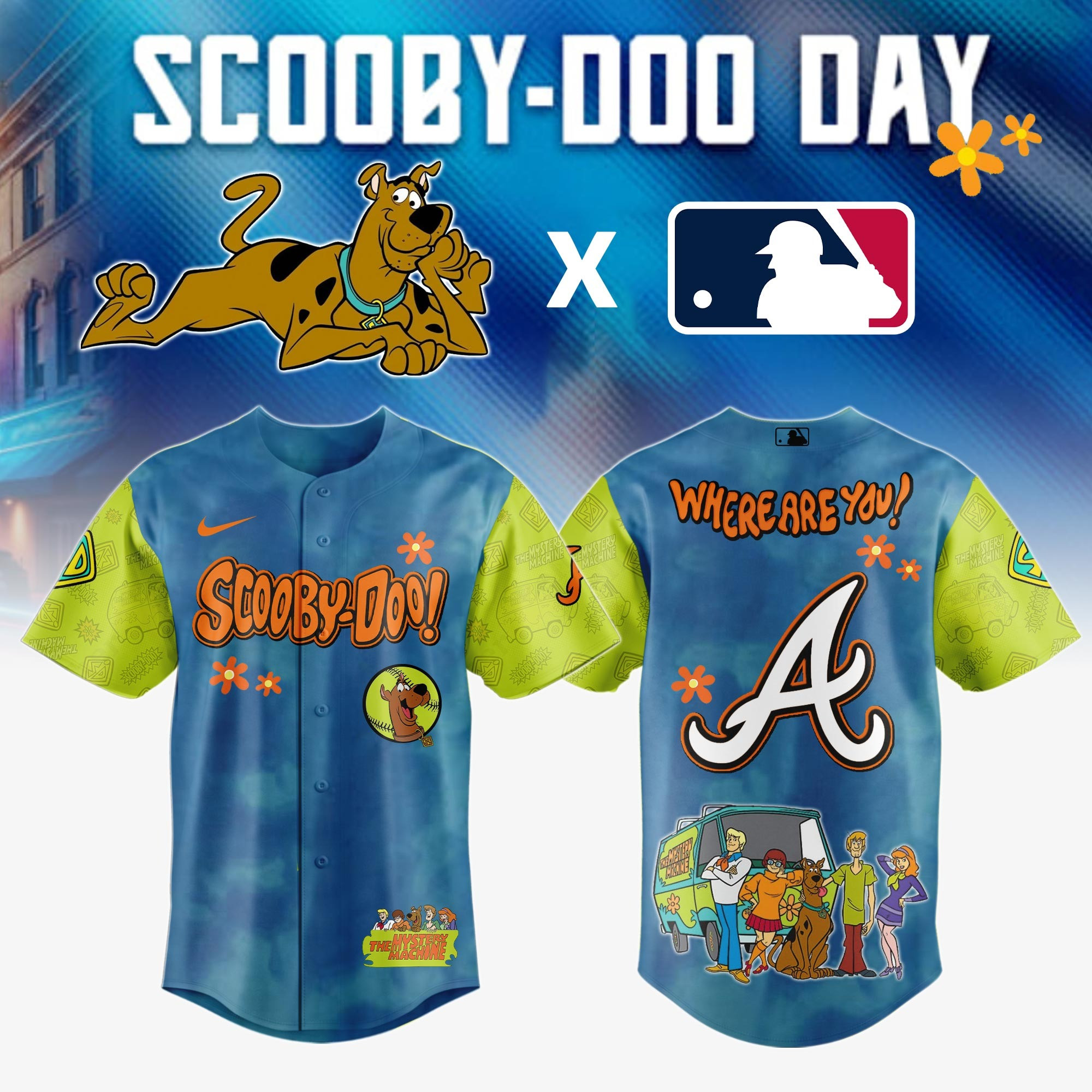 Atlanta Braves MLB x Scooby Doo Jersey Best Gifts For Baseball Lovers