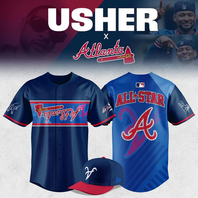 Atlanta Braves Peace Up A Town Down Usher Jersey Baseball MLB All Star Game Fan Merch