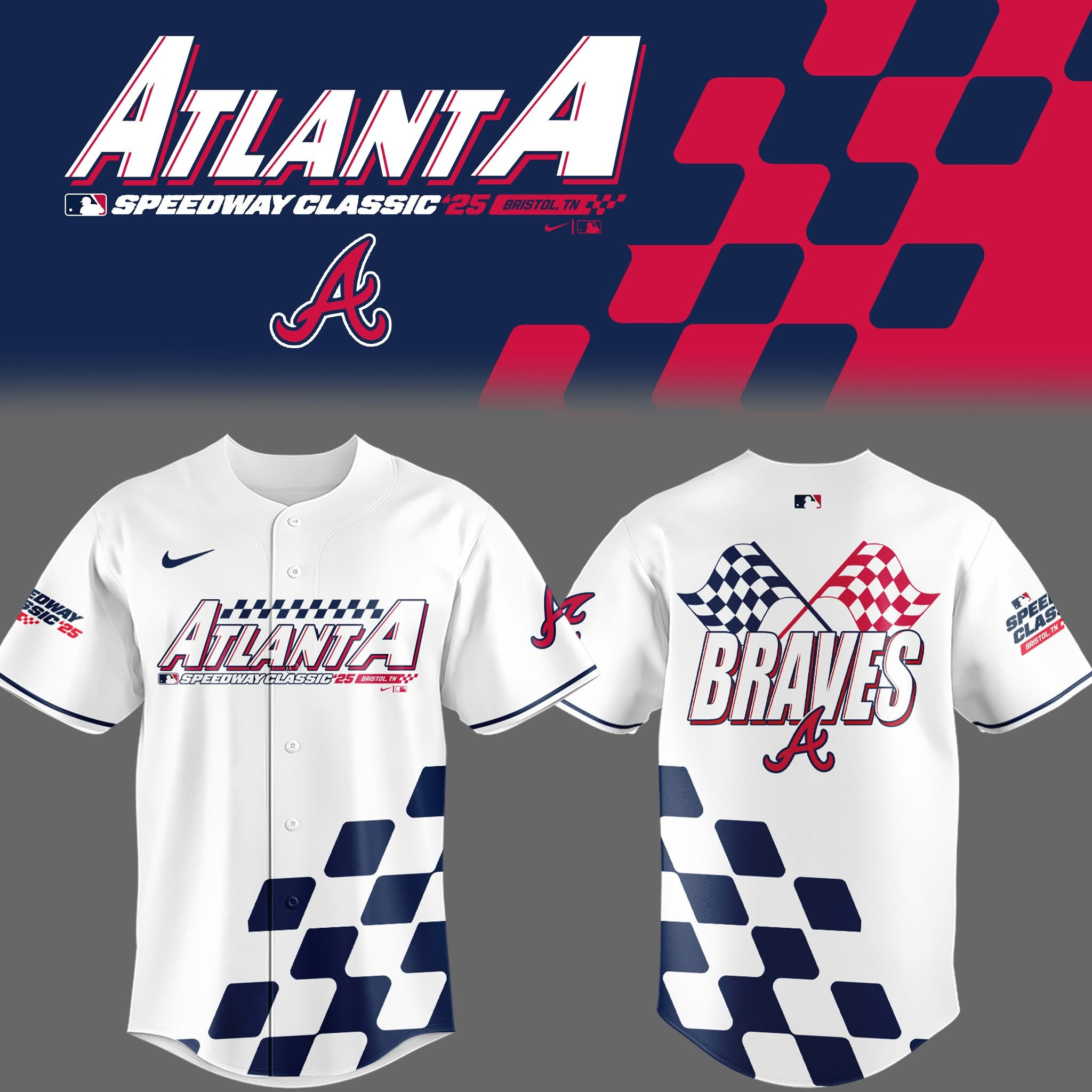 Atlanta Braves Speedway Classic '25 Bristol TN Jersey 2025 MLB Merch Fan Clothing