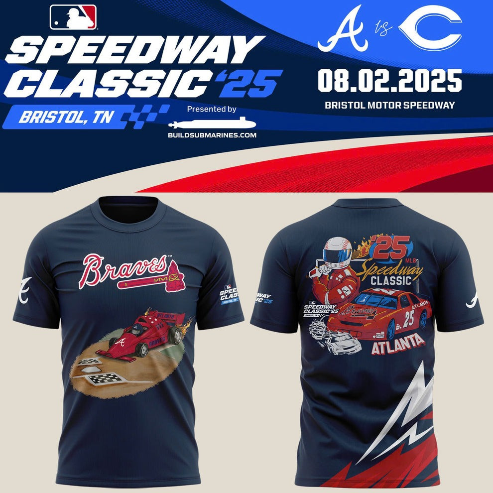Atlanta Braves Speedway Classic '25 T-Shirt Racing Car MLB Merch Baseball Fan Gift Ideas