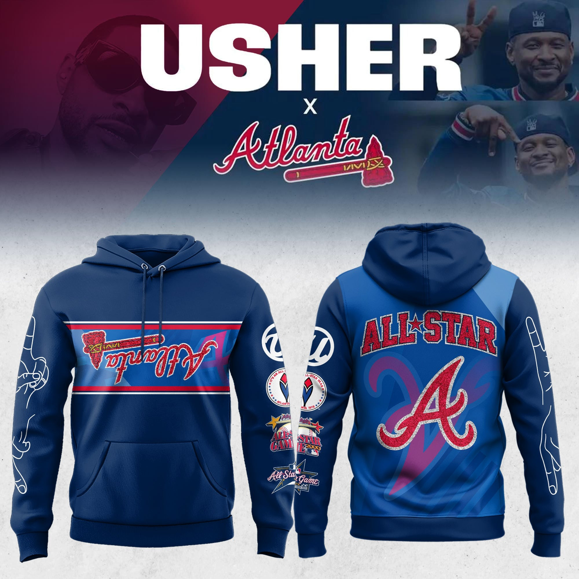 Atlanta Braves Usher 2025 MLB All-Star Game Hoodie Best Gifts For Basketball Fans