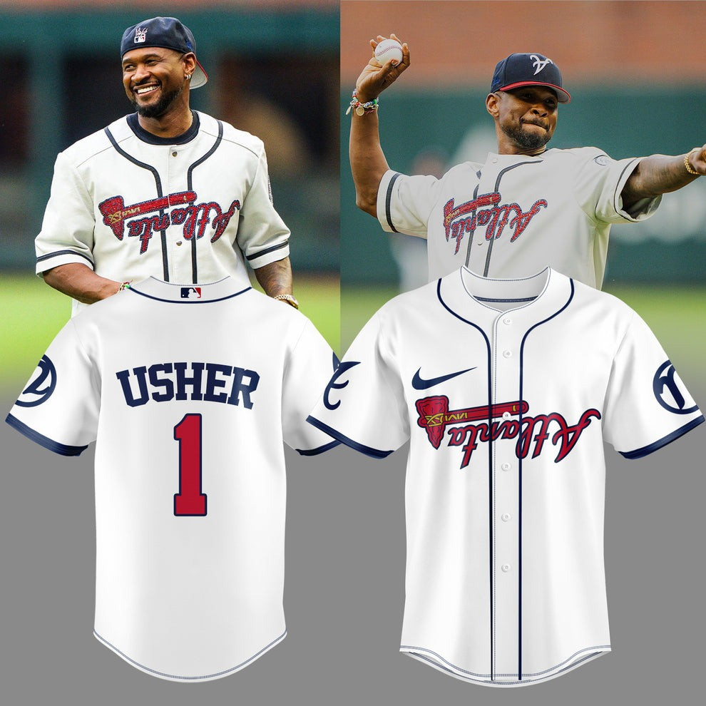 Atlanta Braves Usher Number 1 2025 All-Star Game Jersey MLB Merch Uniforms Fan Clothing