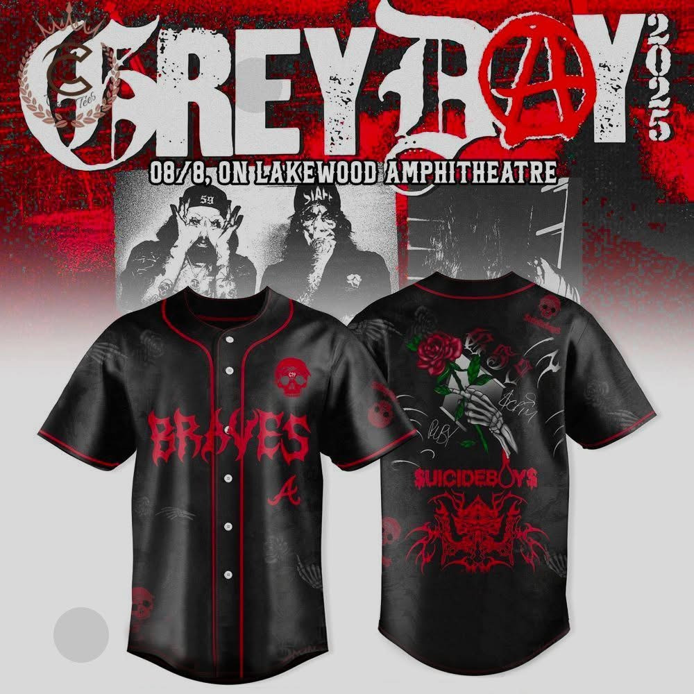 Atlanta Braves x $uicideboy$ Grey Day Tour Merch 2025 Jersey Baseball Fan Gift Ideas