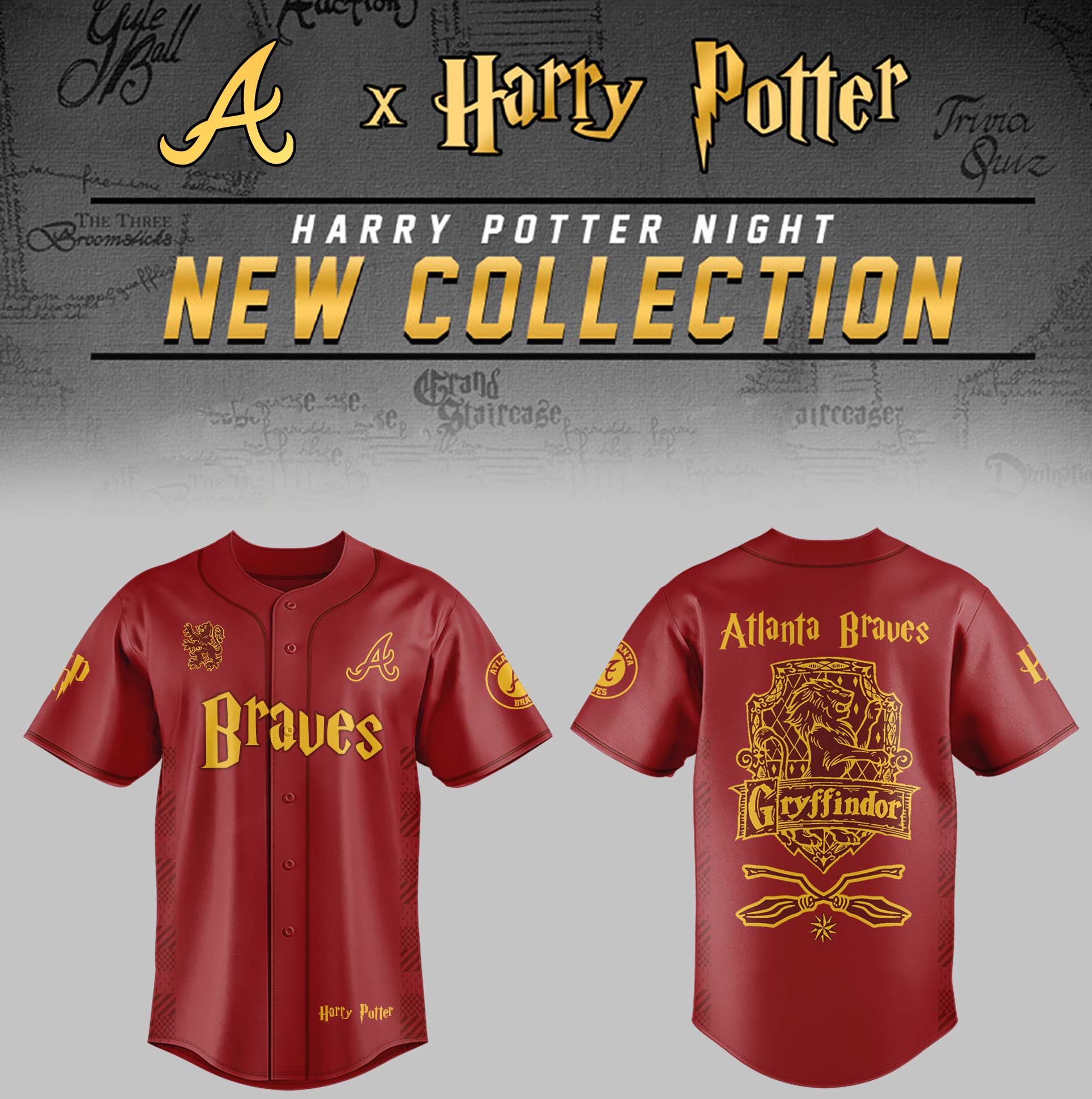 Atlanta Braves x Harry Potter Night Gryffindor House Jersey Baseball Father's Day Gifts