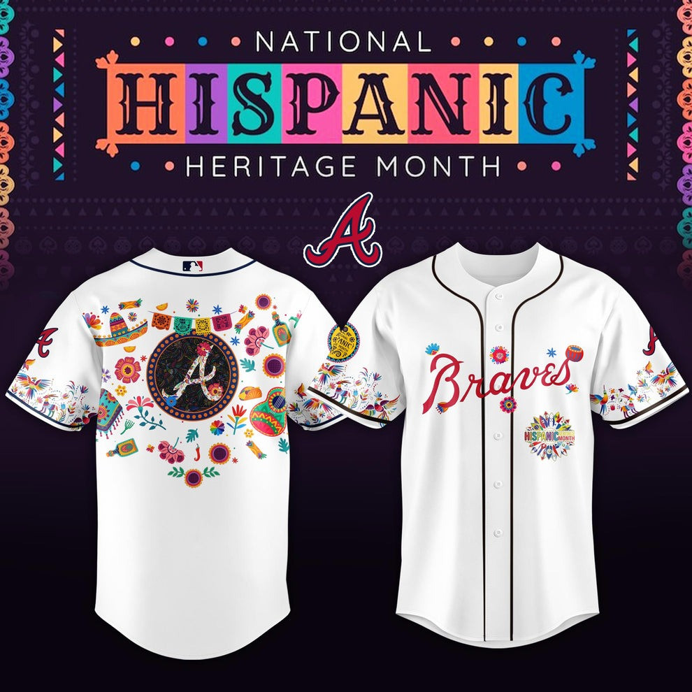Atlanta Braves X Hispanic Heritage Month Jersey MLB Merch Baseball Spanish Fan Gifts