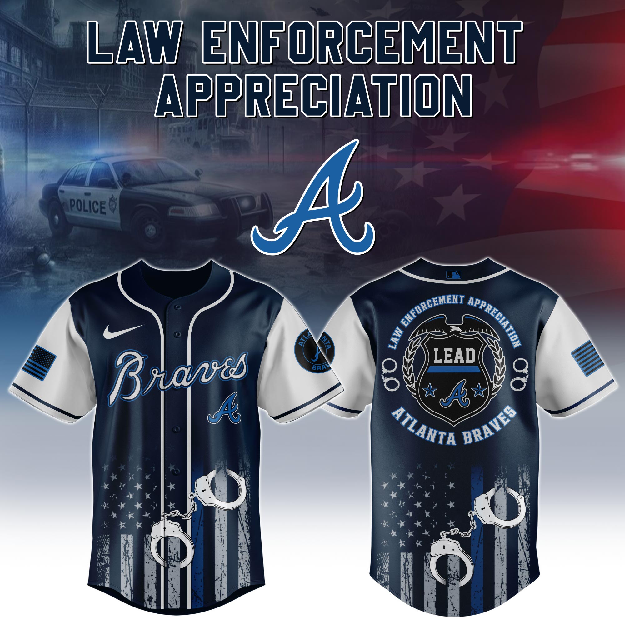 Atlanta Braves x Law Enforcement Appreciation Day Jersey Baseball Gifts Ideas