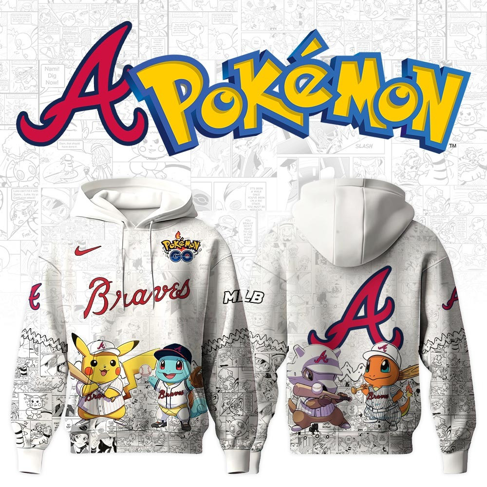 Atlanta Braves X Pokemon Go Hoodie MLB Merch Best Gifts For Baseball Lovers Fans