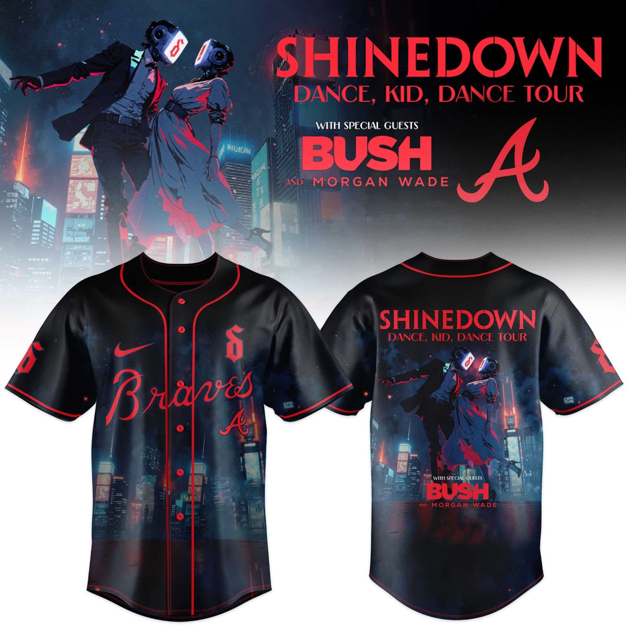 Atlanta Braves x Shinedown Dance Kid Dance Tour Merch 2025 Jersey Baseball Fan Gift Ideas