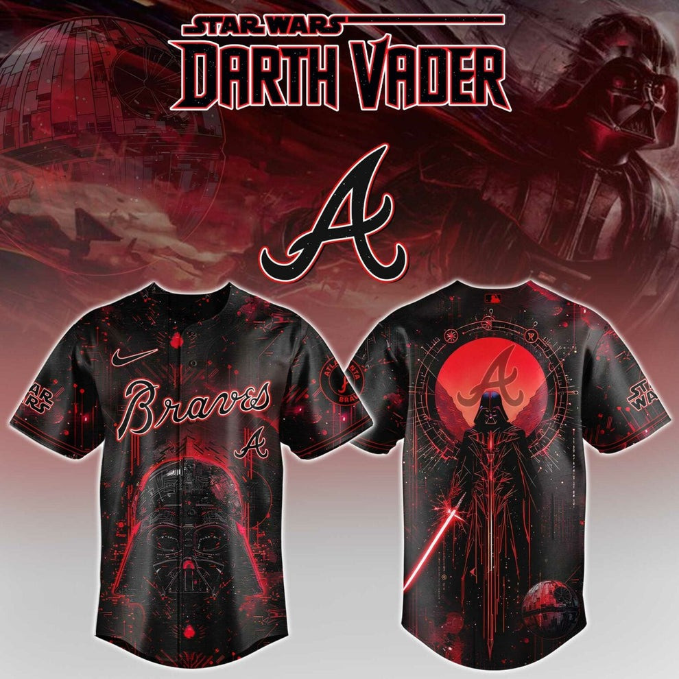 Atlanta Braves x Star Wars Darth Vader Jersey MLB Merch Best Gifts For Star Wars Fans