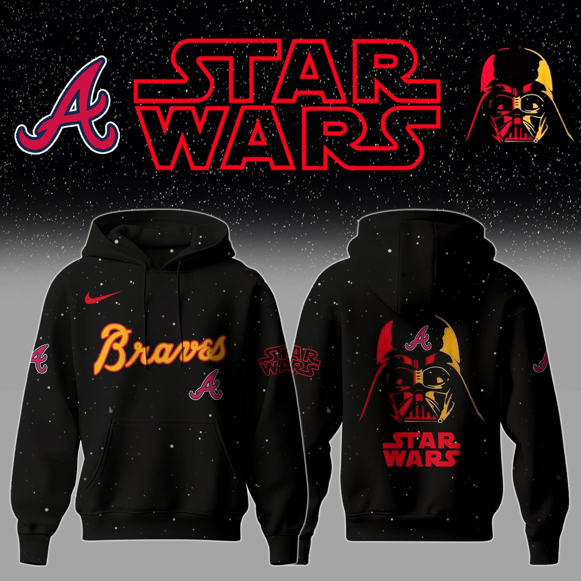 Atlanta Braves x Star Wars Night Hoodie Cool Gifts For Hockey Fans