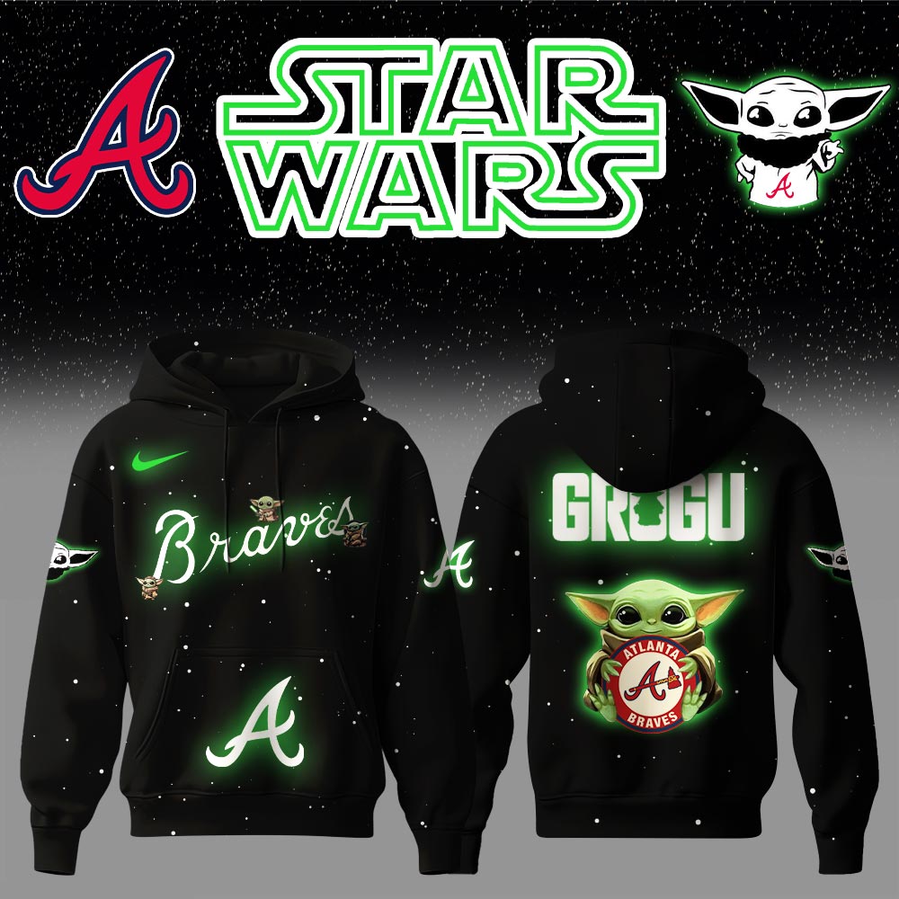 Atlanta Braves x Stars Wars Baby Yoda Game Night Hoodie Baseball Father's Day Gifts
