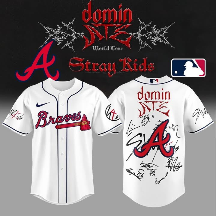Atlanta Braves x Stray Kids Dominate Tour Merch Jersey Gifts For Braves Baseball Fans