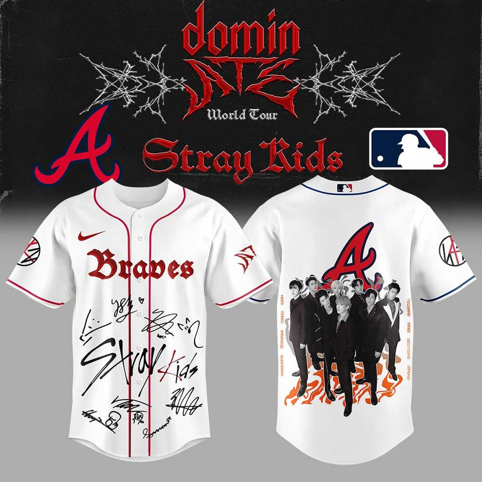Atlanta Braves x Stray Kids Dominate World Tour Jersey ATE Show Signature Concert Fan Merch