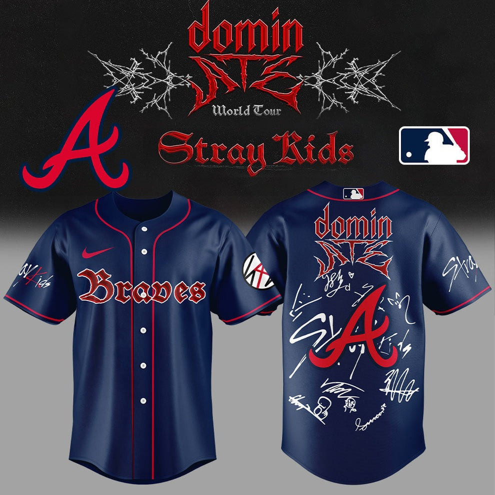 Atlanta Braves x Stray Kids Dominate World Tour Jersey ATE Show Signature MLB Fan Merch