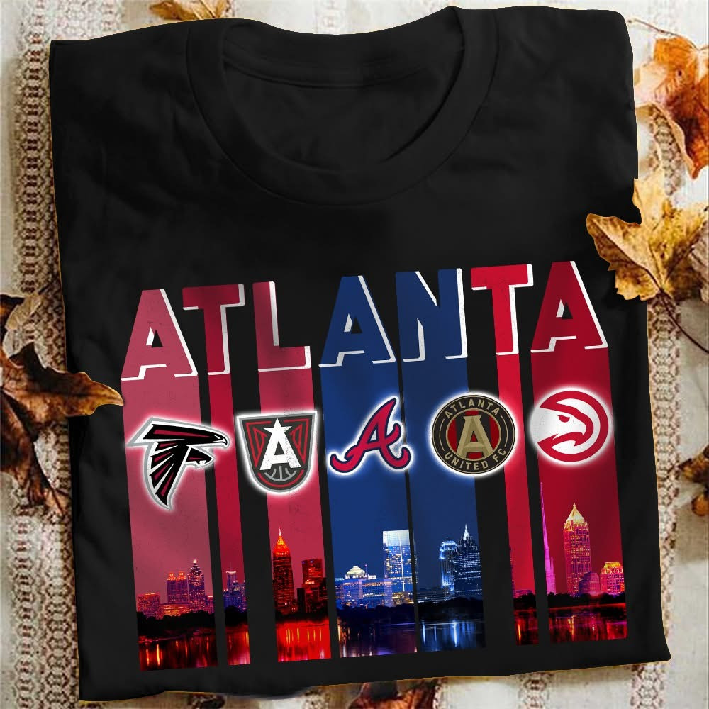 Atlanta City Sport Teams Skyline T-Shirt Best Gifts For Atlanta Sports Fans For Him Her
