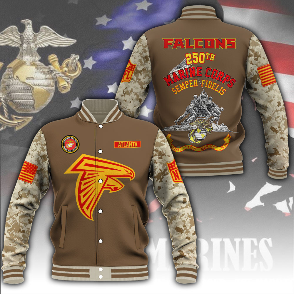 Atlanta Falcons X US Marine Corps 250th Anniversary Jacket Best Gifts For Football Fans