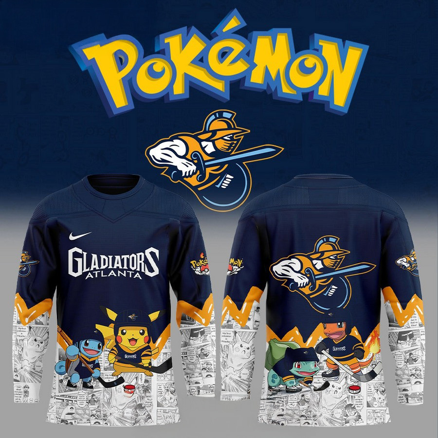 Atlanta Gladiators x Pokemon New Long Sleeve Shirt Unique Gifts For Hockey Fans