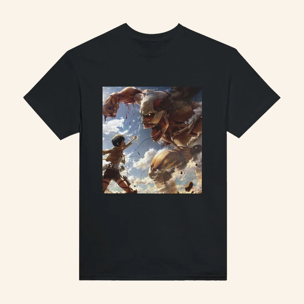 Attack On Titan Merch Mikasa Fighting Colossal T-Shirt Birthday Gifts For Him Attack On Titan Merch Mikasa Fighting Colossal T-Shirt Birthday Gifts For Him