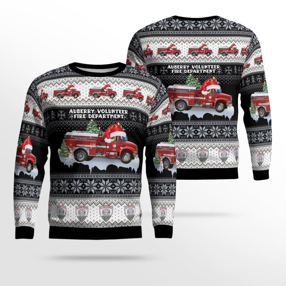 Auberry Volunteer Fire Department Auberry California Christmas AOP Ugly Sweater Xmas Unisex Sweater Christmas Gifts for Men Women