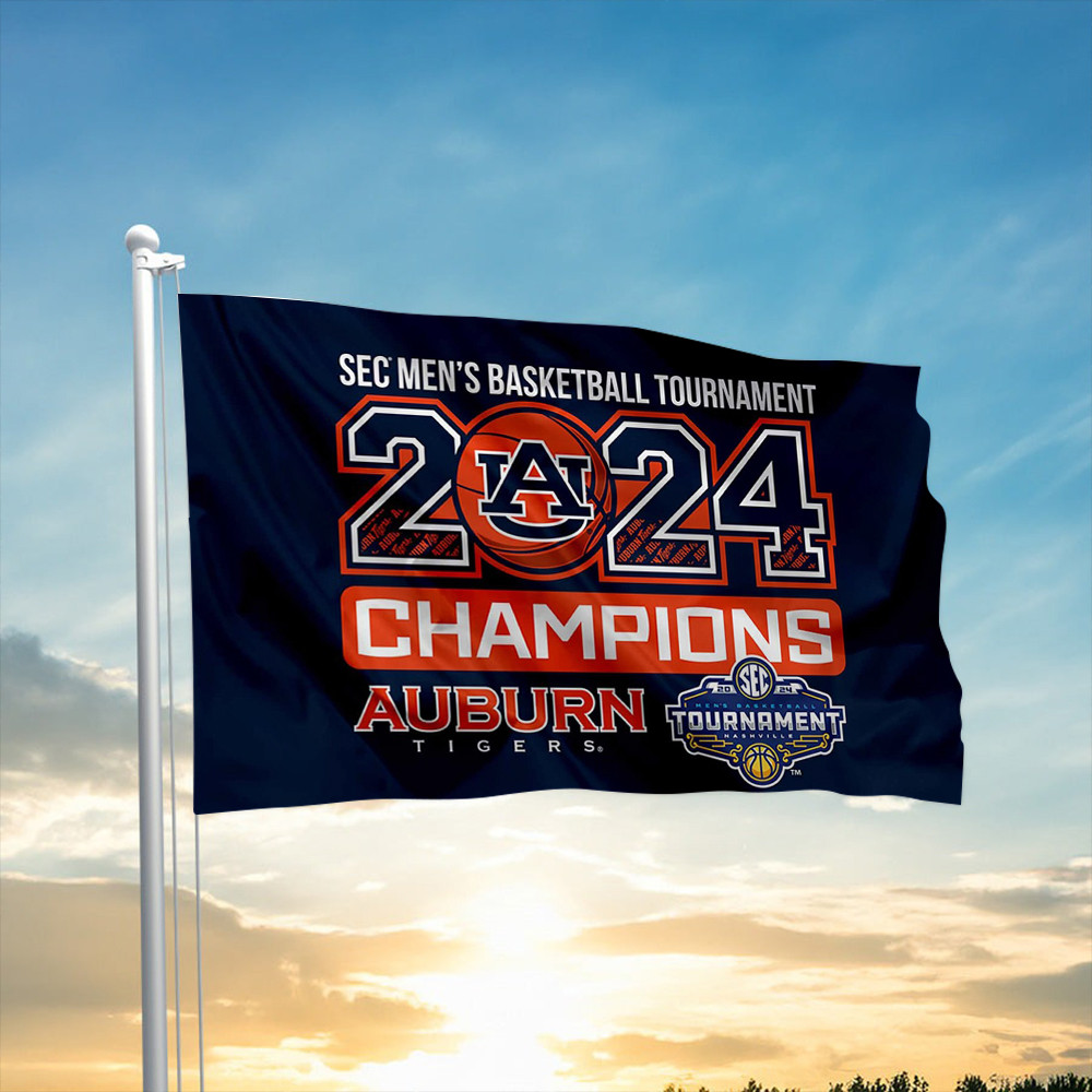 Auburn 2024 SEC Basketball Tournament Champions Flag Gifts For Basketball Fan