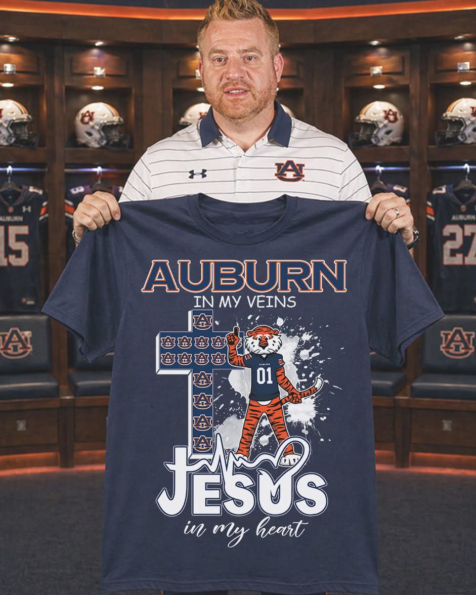 Auburn Jesus Tiger Cross T-Shirt In My Veins Merchandise Gifts For Bestie