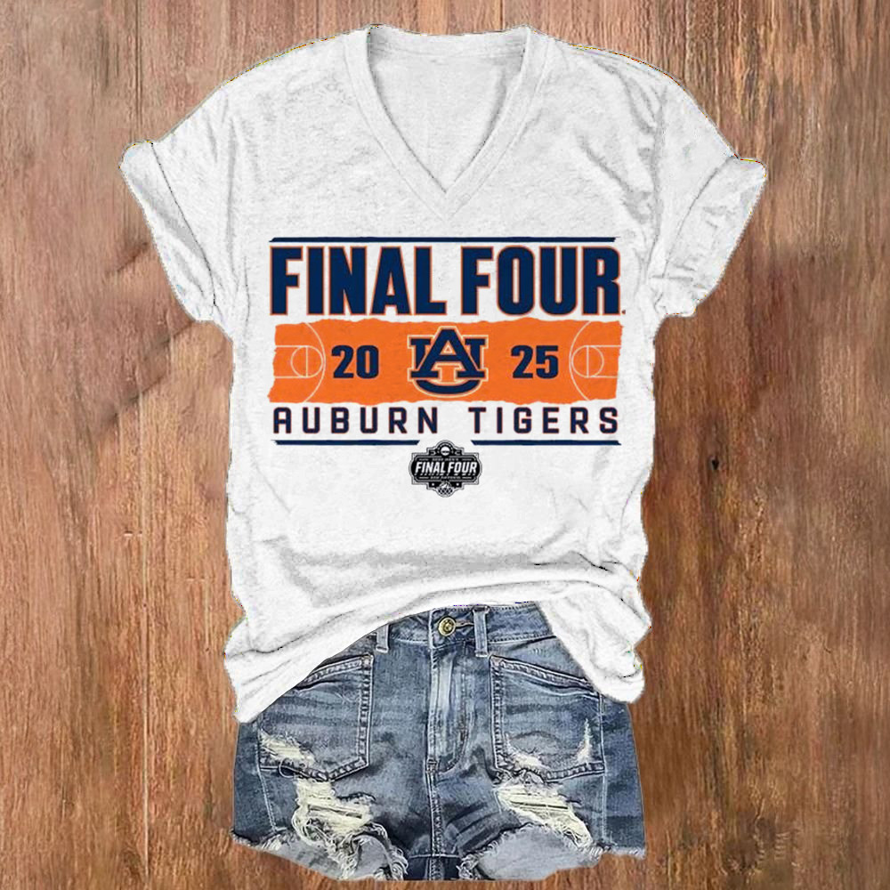 Auburn Tigers 2025 NCAA Men's Basketball Tournament March Madness Final Four V-neck T-Shirt