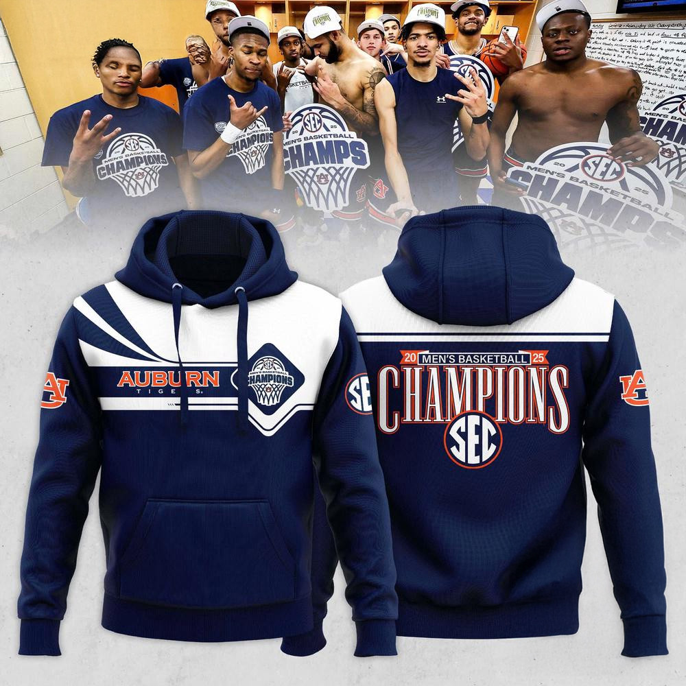 Auburn Tigers 2025 SEC Men's Basketball Regular Season Champions Hoodie Basketball Fans Gifts