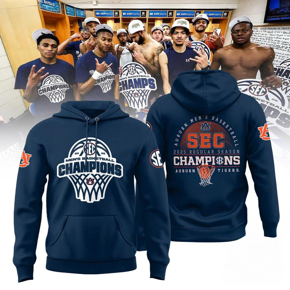 Auburn Tigers 2025 SEC Men's Basketball Regular Season Champions Hoodie Fans Gift Ideas