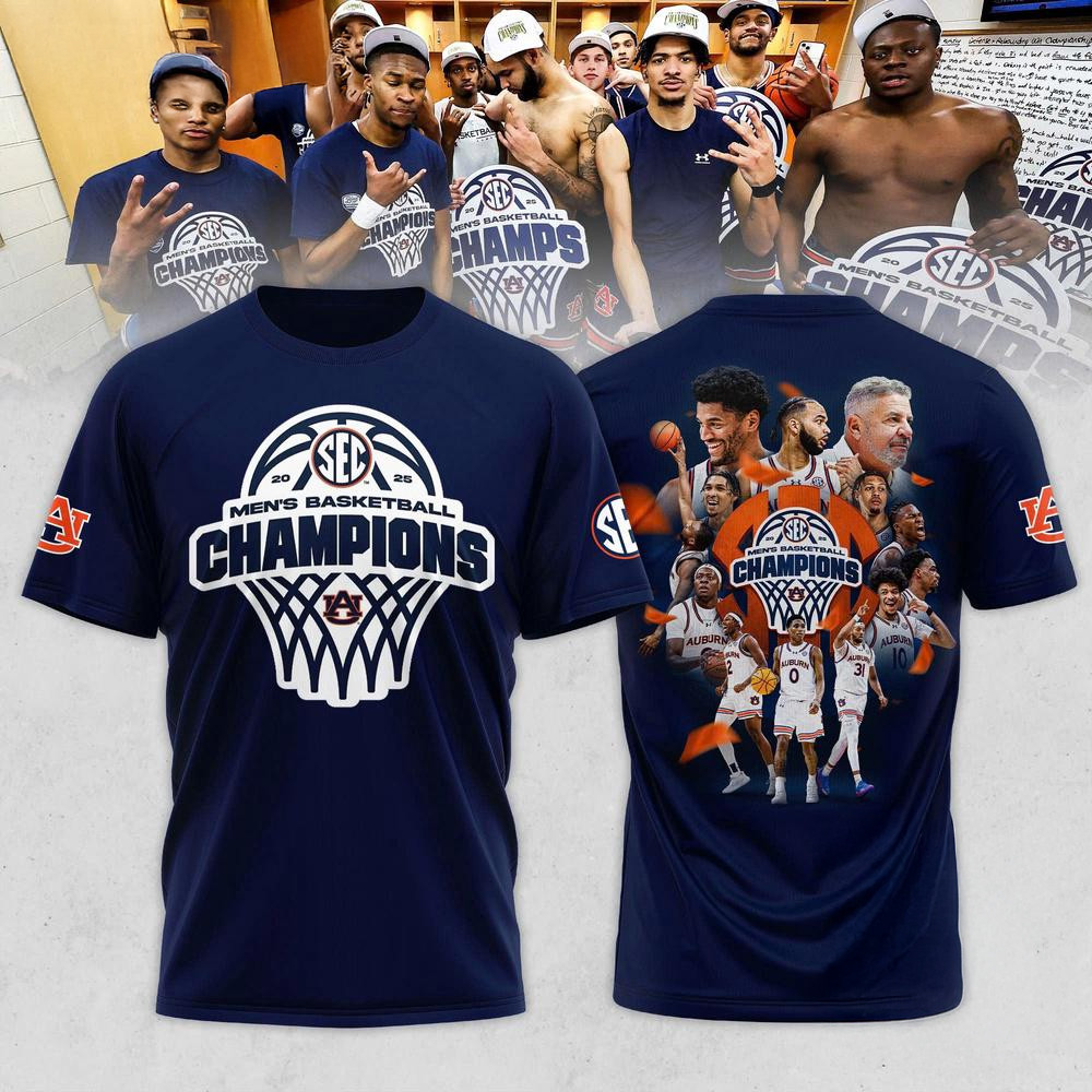 Auburn Tigers 2025 SEC Men's Basketball Regular Season Champions Shirt Basketball Fans Gifts