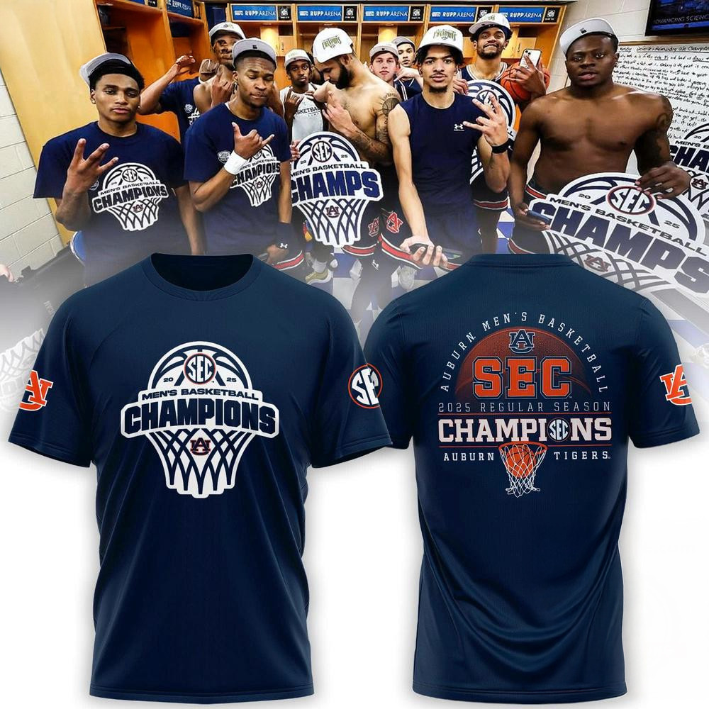 Auburn Tigers 2025 SEC Men's Basketball Regular Season Champions Shirt Fans Gift Ideas