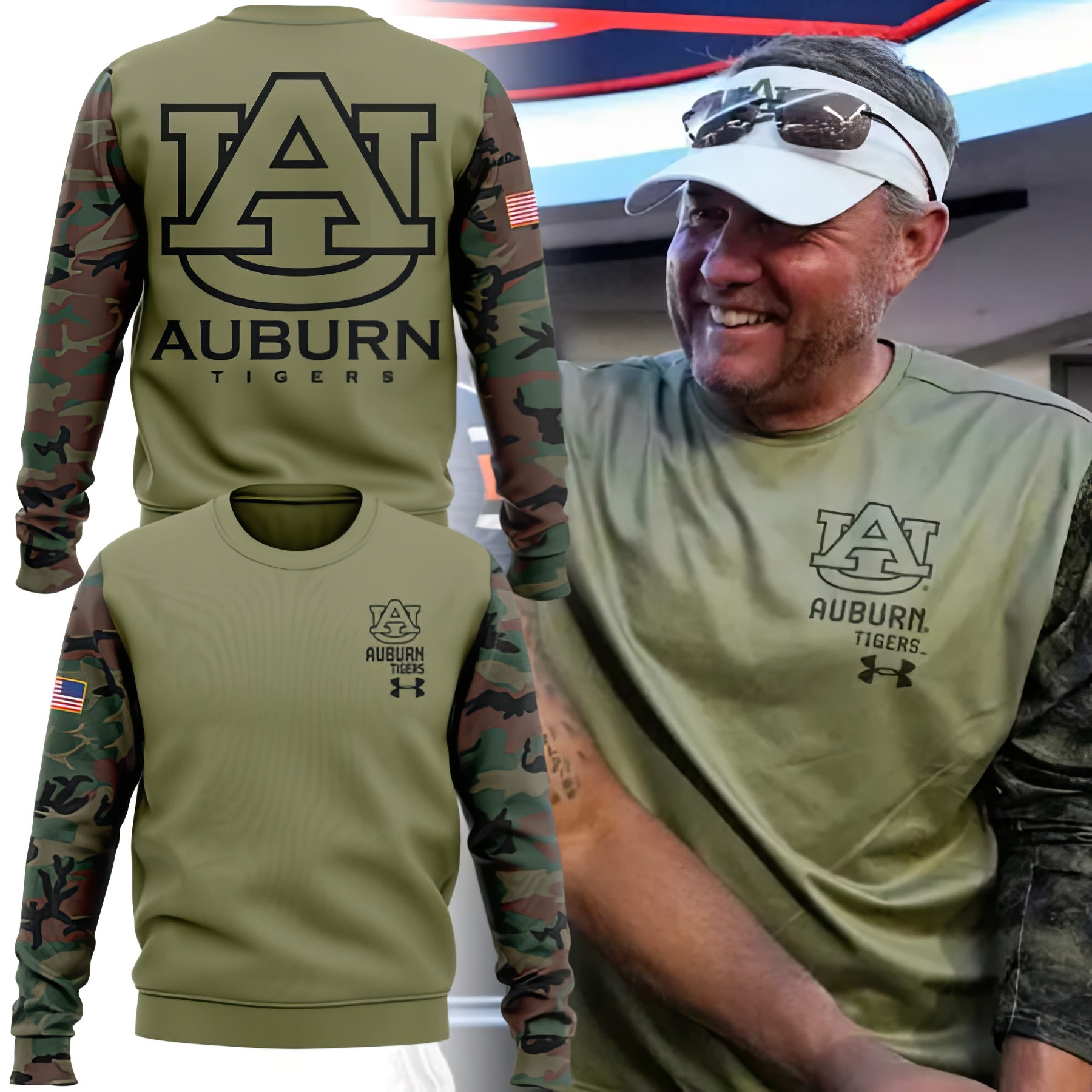 Auburn Tigers Basketball Veteran Sweatshirt Camo Print Military Gifts For Auburn Fans