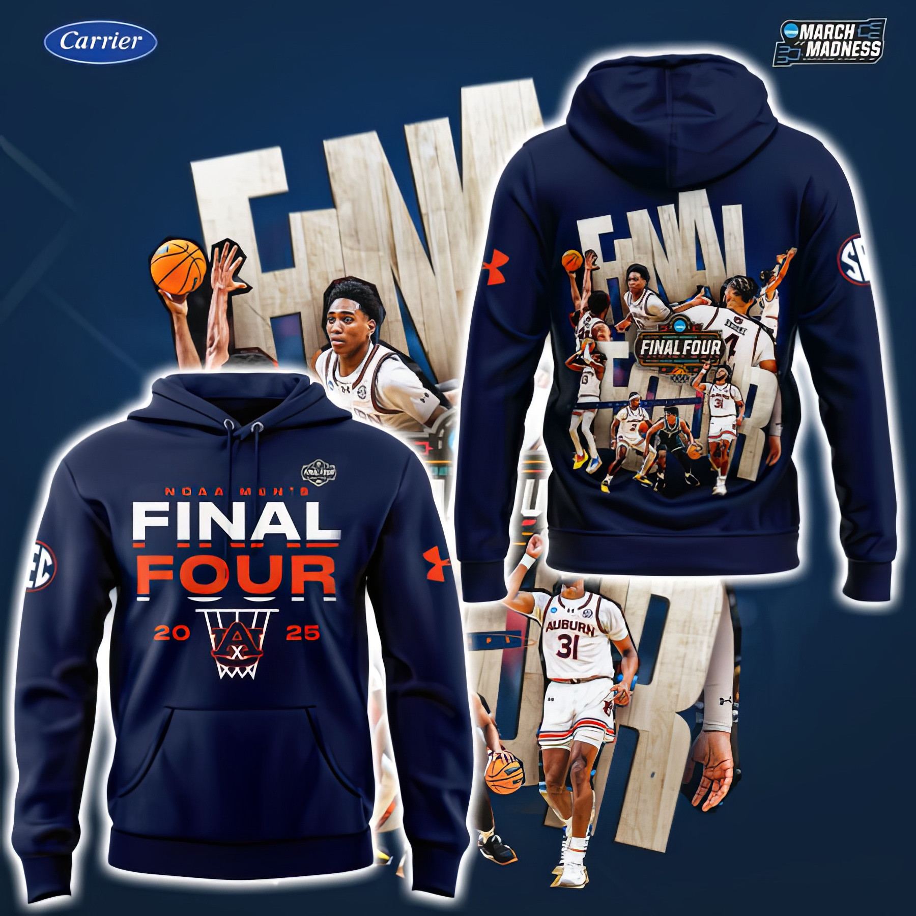 Auburn Tigers Final Four Hoodie 2025 NCAA Men's Basketball March Madness Auburn Fans Merch
