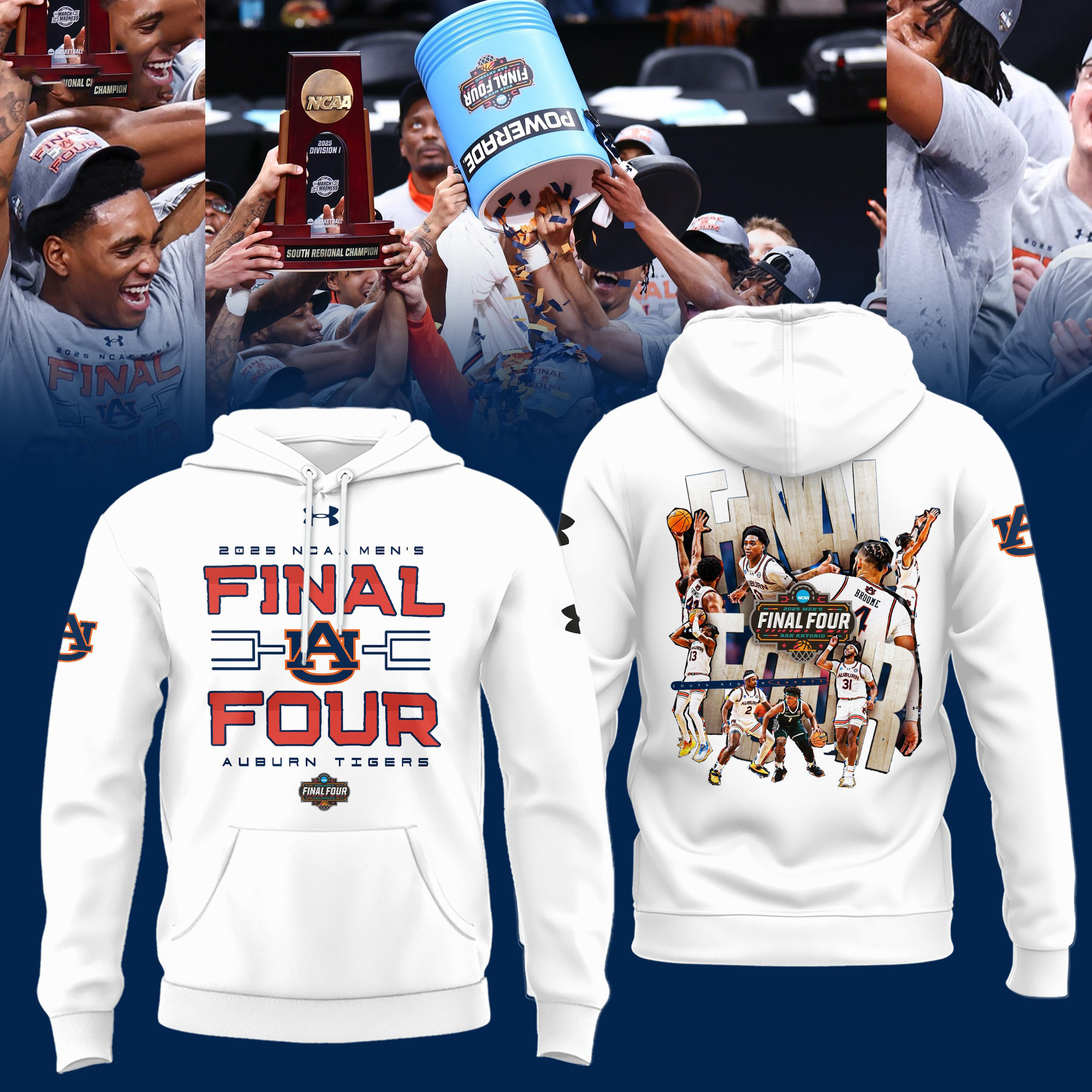 Auburn Tigers Final Four Hoodie 2025 NCAA Men's Basketball March Madness Merch Unique Gifts