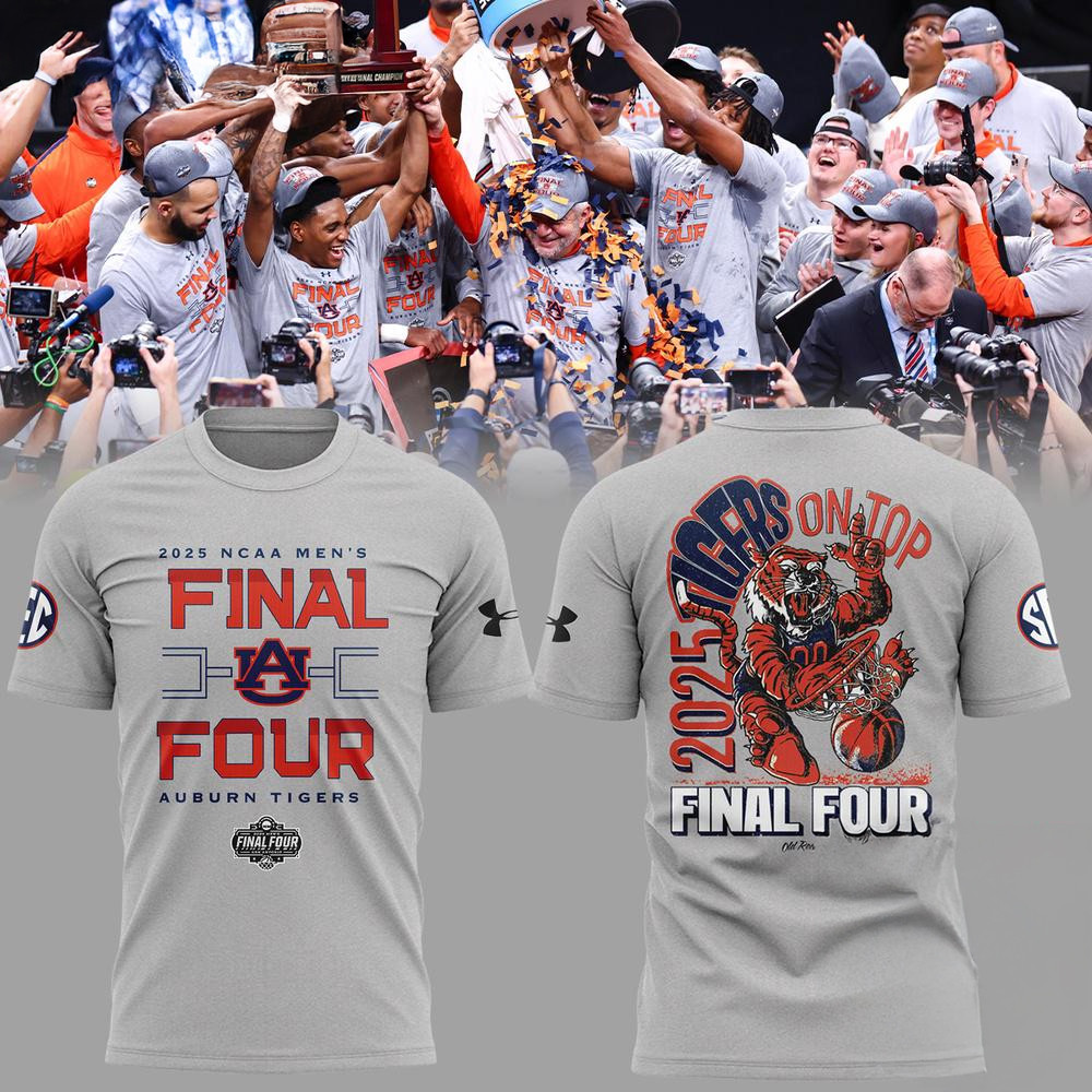 Auburn Tigers Men's Basketball 2025 Final Four Mascot T-Shirt Gift Ideas For Basketball Lovers