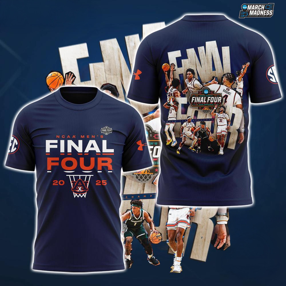 Auburn Tigers Men's Basketball 2025 Final Four Team Player T-Shirt Gift For Him