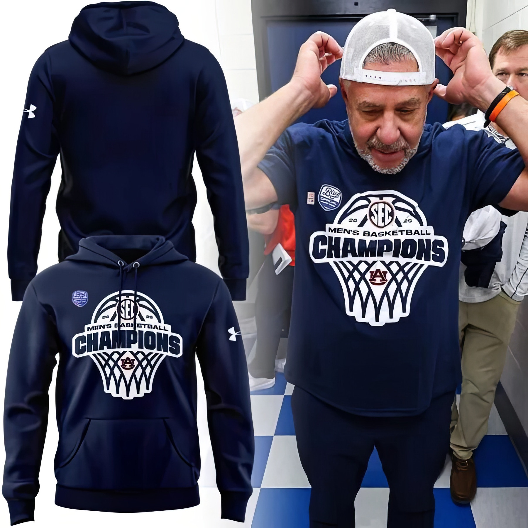 Auburn Tigers Men's Basketball SEC Champions Hoodie 2025 Auburn Championship Fan Merch