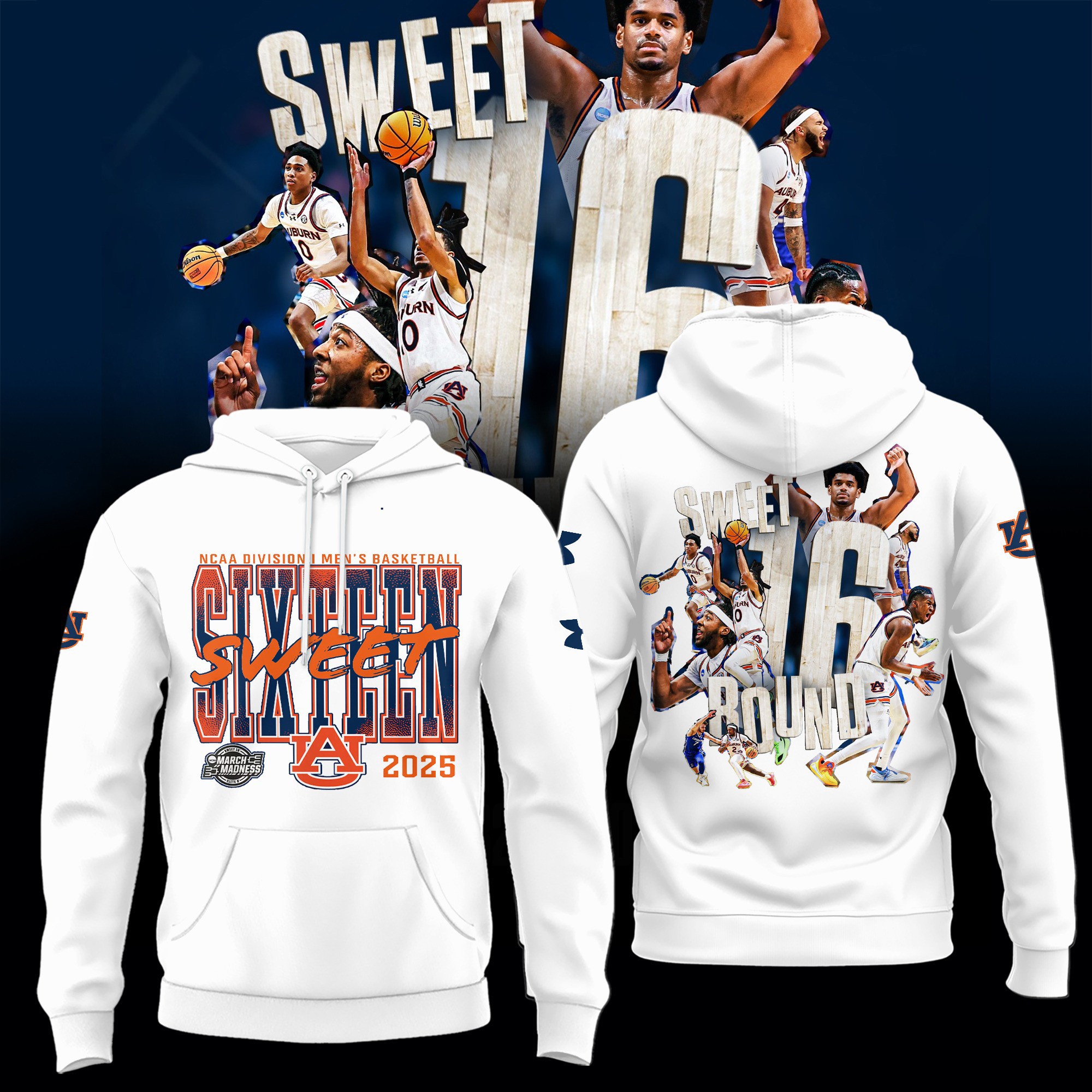 Auburn Tigers NCAA Men's Basketball March Madness Sweet 16 Hoodie 2025 Merchandise