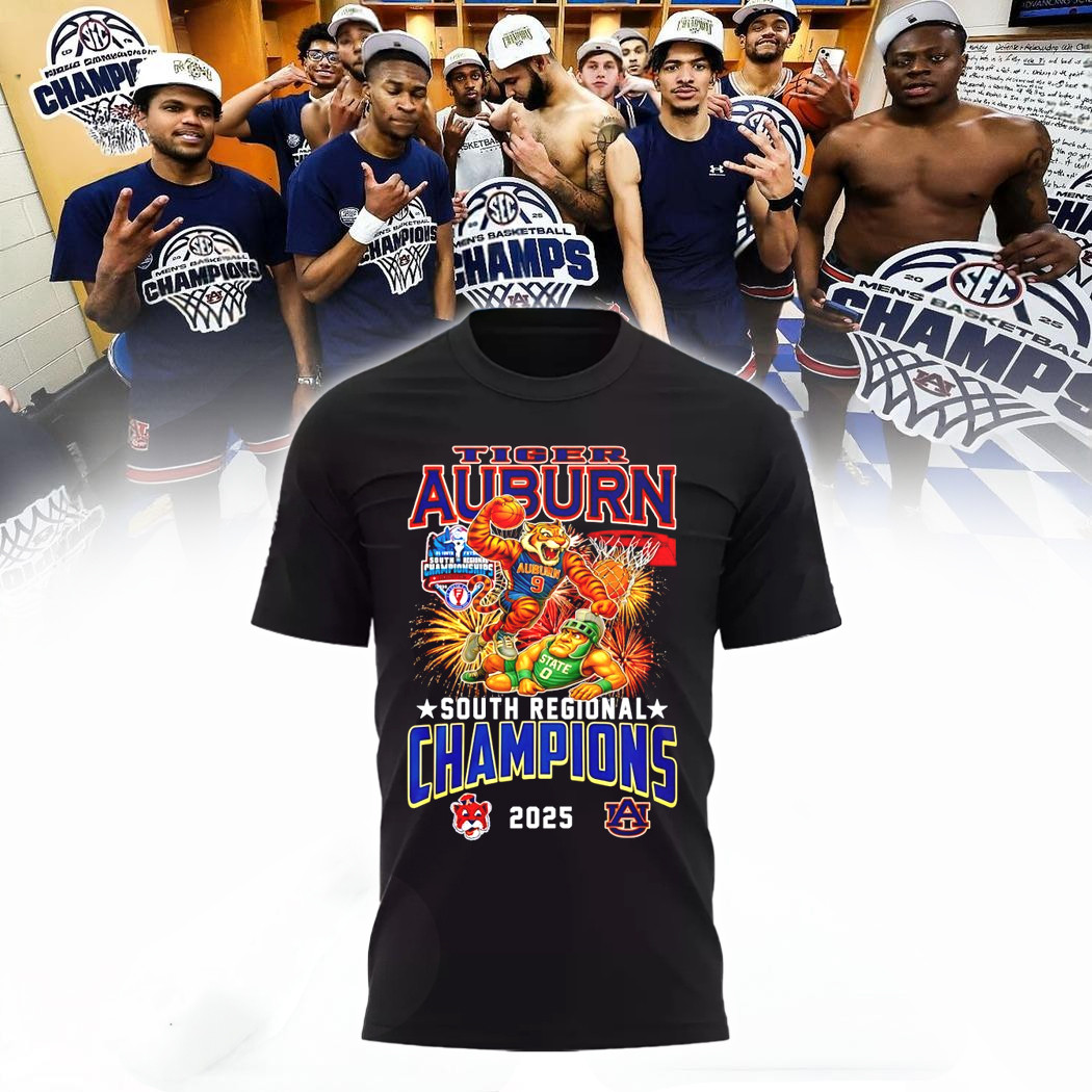 Auburn Tigers South Regional Champions 2025 Mascot Shirt Best Gifts For Basketball Lovers