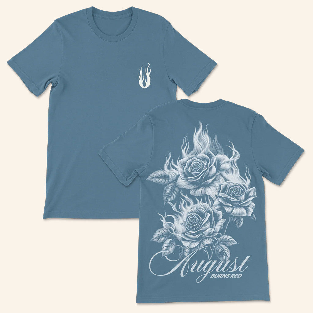 August Burns Red Merch Burning Flowers Blue T-Shirt Gift Ideas For Him