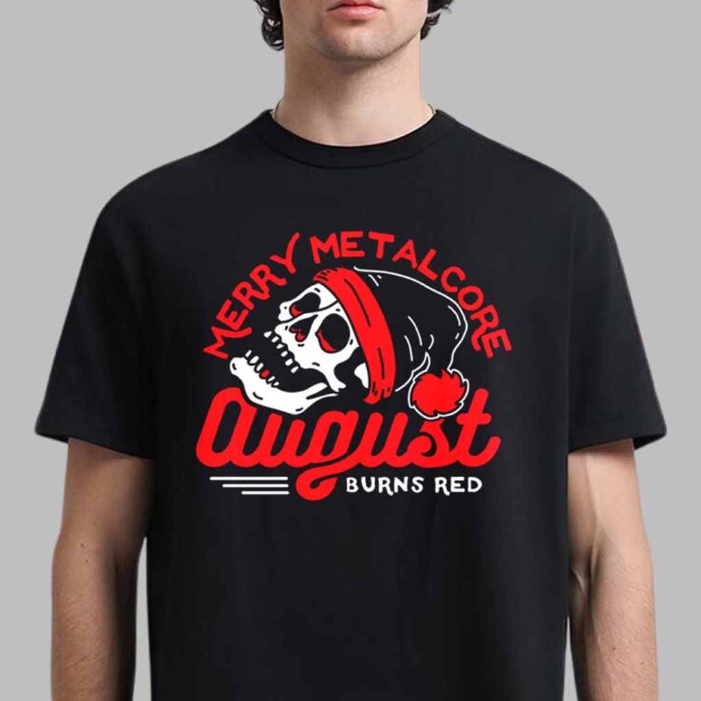August Burns Red Merch Merry Metalcore Skull T-Shirt Christmas Gifts For Music Lovers