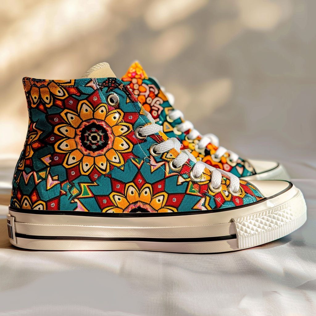 Aura Mosaic Canvas High Tops Slip Resistant Merch
