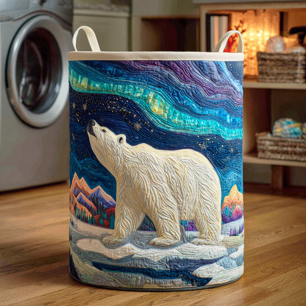 Aurora Bear Spirit Quilted Laundry Basket Modern Quilted Laundry Basket Gift for Stylish Homes