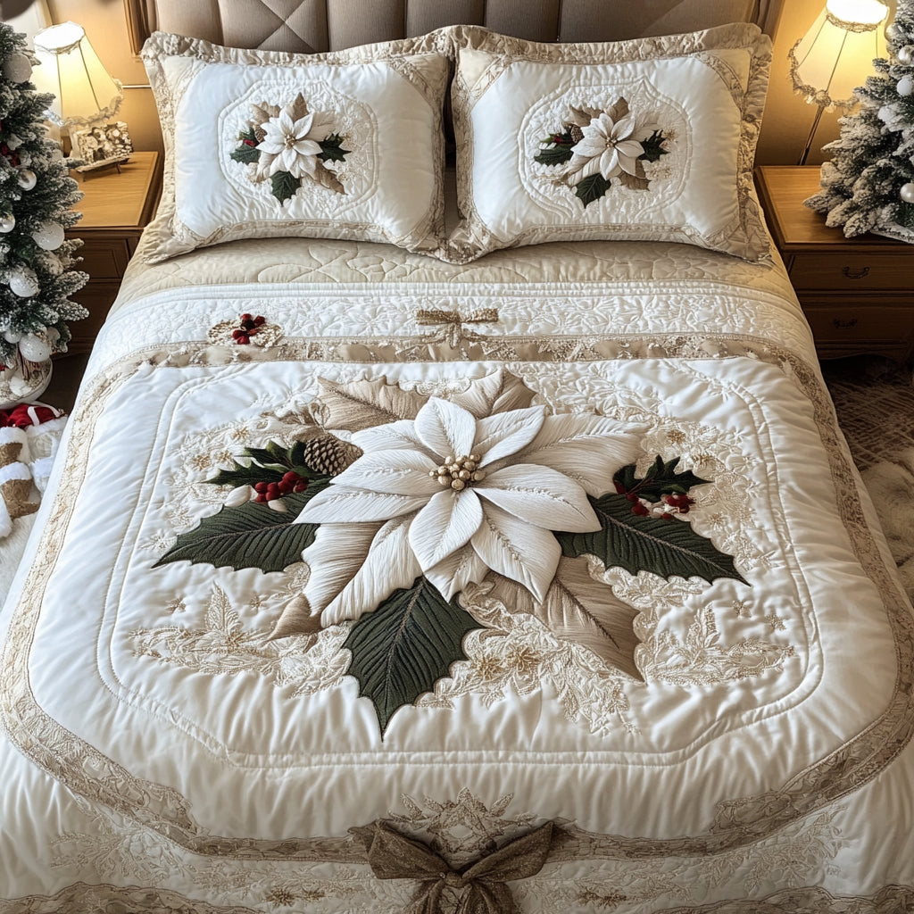 Aurora Bloom Quilted Bedding Set King Size Comforter Sets Nature Inspired Gift For Wife