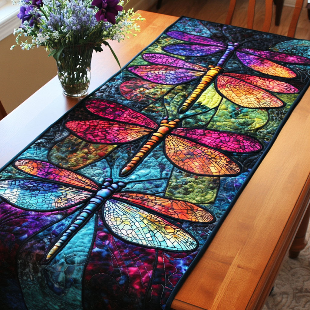 Aurora Dance Quilted Table Runner Dining Table Decor Dragonfly Gifts For Him